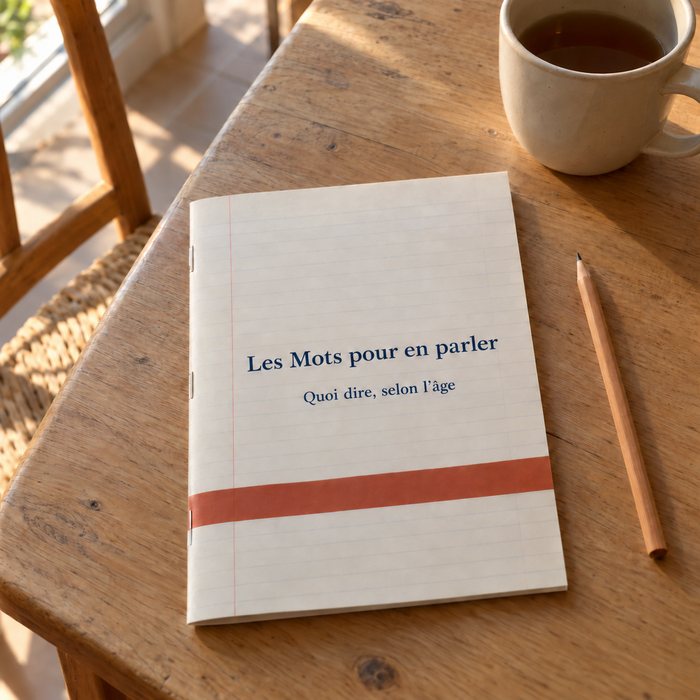 Les Mots pour en parler : un livret avec un crayon et une tasse