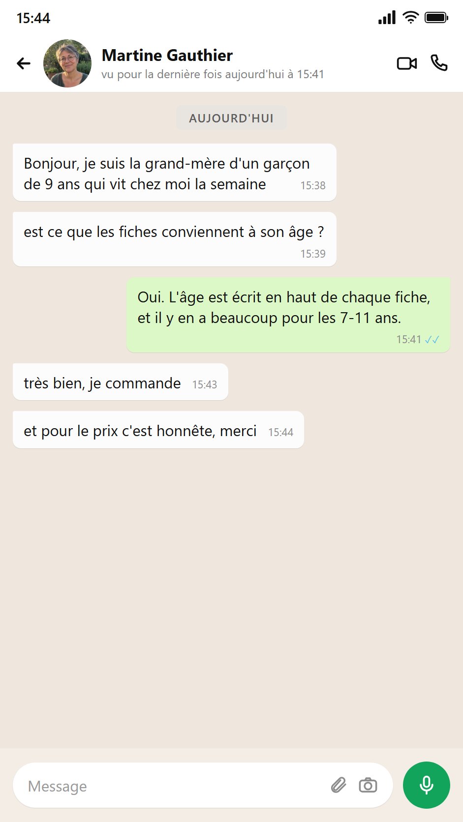 Une grand-mère demande si les fiches conviennent à un garçon de 9 ans