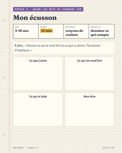 Mon écusson : dessiner ce qui compte