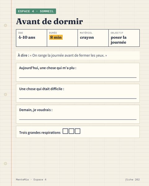 Avant de dormir : poser la journée